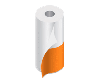 image of orange rollstock packaging option on white background