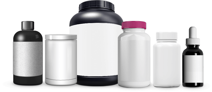 image of different containers for packaging products with no labels